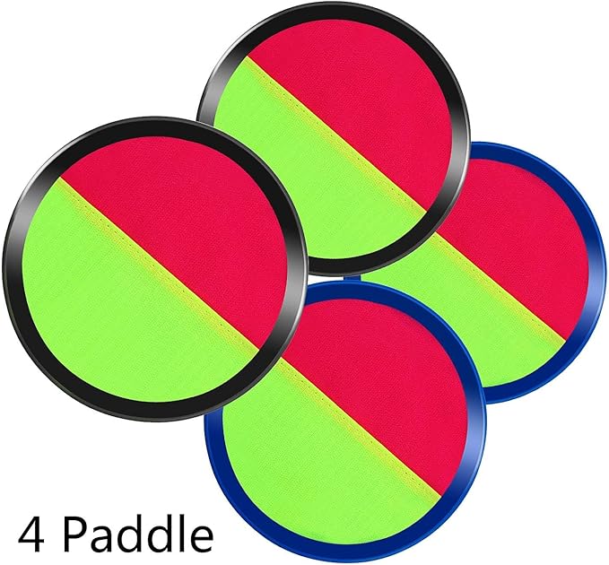 Aneco Paddle Catch Ball and Toss Game Set Disc Toss and Catch Paddle Game with 1 Storage Bag, 4 Paddles and 6 Balls (2 Big Balls and 4 Small Balls)