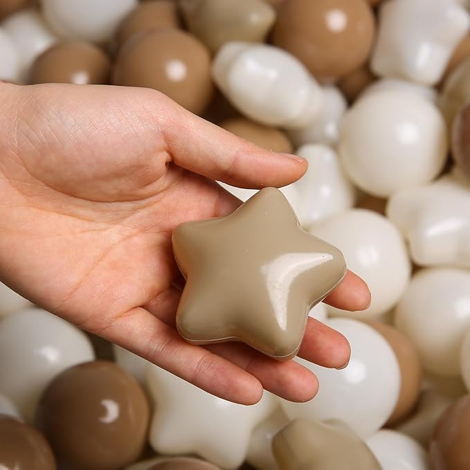 TRENDPLAY Star Ball Pit Balls for Toddlers -50 100 200 Count Star Balls Different Shapes, Non-Toxic Plastic Balls for Safe Play, Boys Girls Festival Party Decoration