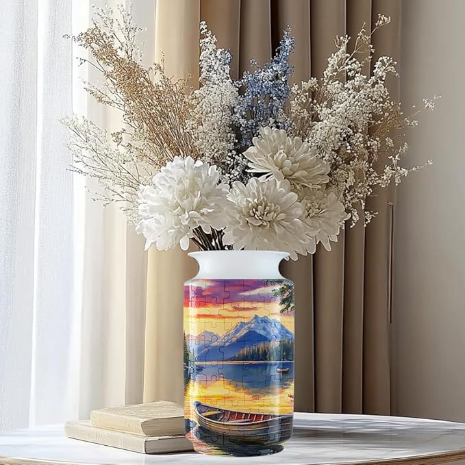 3D Puzzle Vase, 162 Curved Pieces DIY Flower Vase Craft Kit & 3D Puzzles for Adults, Creative Jigsaw Art Project Home Décor Centerpiece,Warming Gift (D-Sailboat)