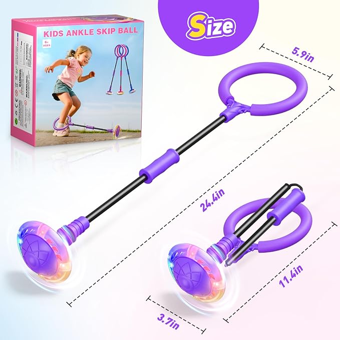 HopeRock Skip Ball Toy for Girls Ages 6-10,Girl Birthday Gifts,3 Fun Modes,Flashing Light-Up Wheel,LED Digital Counter,Replaceable Battery,Girl Birthday Gifts for Age 6-10,Fun Outdoor Girl Toys-Purple