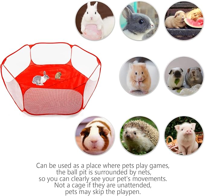 STARBOLO Cute Kids Ball Pit Ball Pool Play Tent,Indoor Collapsible Ball Pit Fence for Boys Girls Pets Puppy Cats, with Carry Tote, Balls Not Included (Red)