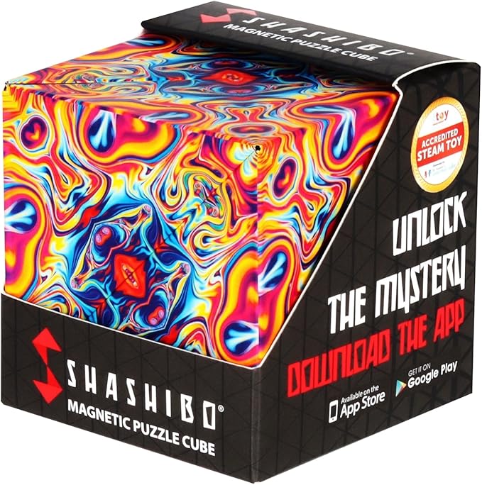 Shashibo Shape Shifting Box - STEM Fidget Toy with Ultra Strong Magnets - Sensory Puzzle Cube Transforms Into 100+ Shapes, Easter Basket Stuffers Gift for Kids, Teens, and Adults (Spaced Out)