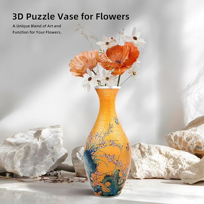 3D Puzzle Vase for Adults, 160 Piece Unique Flower Vase, Crafts for Adults, Home Decor Gift for Flower Arrangements (Orchid)