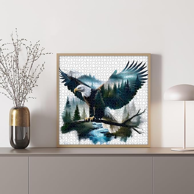 Bald Eagle Puzzles for Adults 1000 Pieces, Fantasy Landscape Animal Bird Puzzle, Nature Forest Plant Scenic Impossible Jigsaw Puzzle