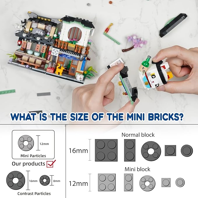 Japanese Street View Izakaya Shop Mini Building Blocks, MOC Creative Cute Japanese Toys Model Set, 809 PCS Simulation Architecture Construction Toy, Gift for Adults Kids Girls Boys 6-12