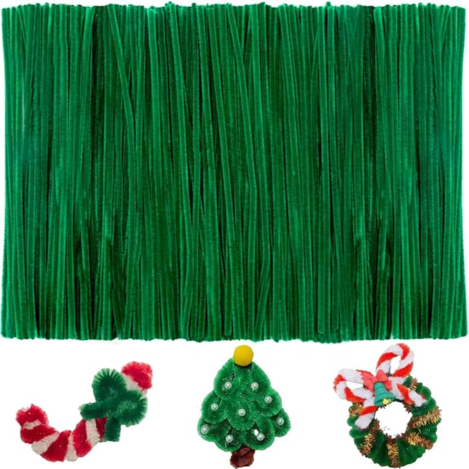 GAGANIU 200pcs Pipe Cleaners, Pipe Cleaners for Crafts, Craft Supplies Chenille Stems for Art&Craft Christmas DIY Projects(12inch*6mm,Green)