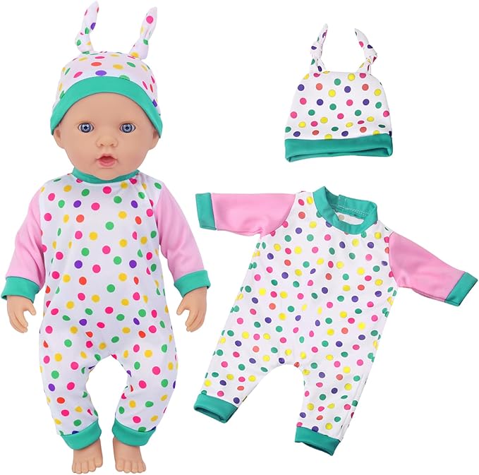 UNICORN ELEMENT 5 Sets Baby Doll Clothes for 14-18 Inch Dolls, 16 Inch Baby Doll Pjs Clothes Outfits and Accessories for New Born Dolls