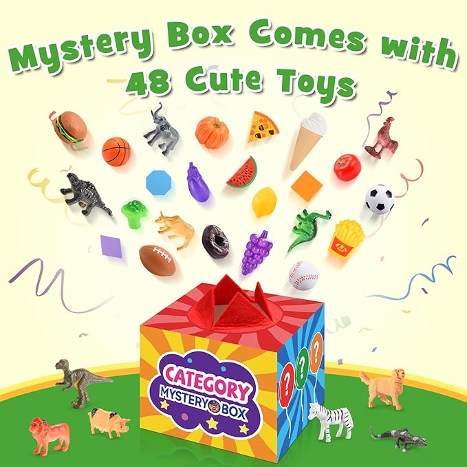 Montessori Sensory Toys for 2-6 Year Olds | 58-Piece Learning & Sorting Games with Mystery Box | Preschool Activities & Speech Therapy Gifts | Easter Basket Stuffers, Birthday Gifts for Boys & Girls
