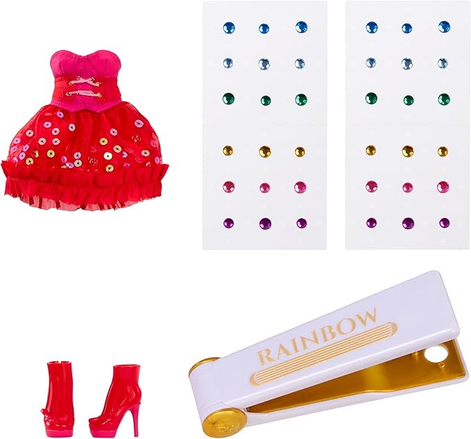 Rainbow High Be Dazzling Fashion Dolls- Vivienne Rouge (Red) with Bedazzler Tool and Sparkle Gems