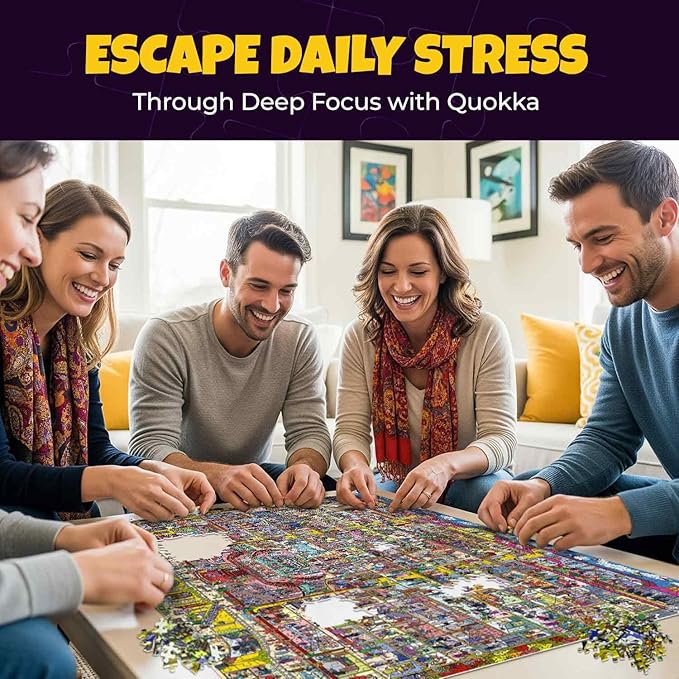 QUOKKA 1000 Piece Jigsaw Puzzle for Adults Hotel Wildeluxe – Puzzles for Adults 1000 Pieces Premium Box Packaging - Extra Fun Hidden Secrets & Audio Story – Perfect Relaxation & Creativity & Gift