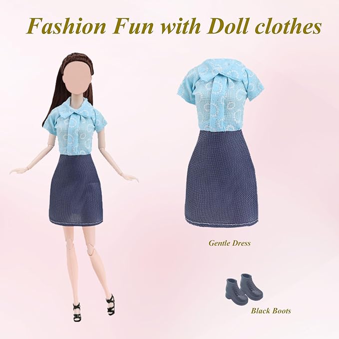 Doll Clothes and Accessories for Dolls ,Including 6 Fashion Clothes Set, 1 Pair of Earrings, 1 Necklaces, 1 Suitcases, 1 Glasses, 6 Pairs of Shoes for 11.5 inch Dolls on Christmas