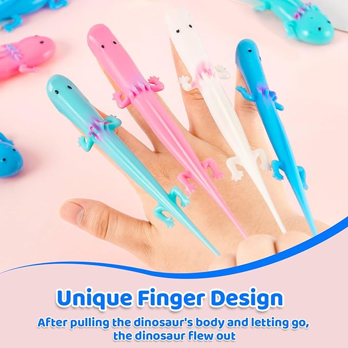 32PCS Axolotl Rubber Toy Bulk Cute Axolotl Finger Slingshot Novelty Toy Salamander Animal Sensory Toys for Child Stress Relief Axolotl Party Favors Gifts Decor (4 Color)