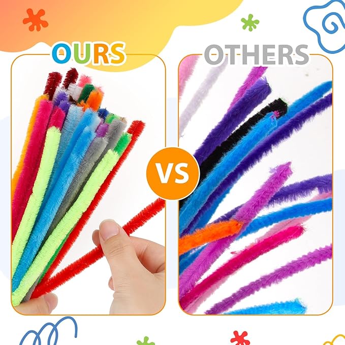 Caydo 200 Pieces Thick Red Pipe Cleaners Chenille Stems for Kids Art Creative Crafts, Valentine's Day Decorations DIY Decorations (6 mm x 12 Inch)
