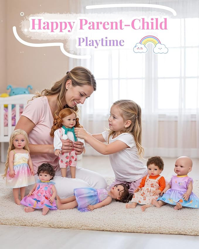 BABESIDE 6 Sets of Baby Doll Clothes for 14-18 Inch Dolls, Cute Babydolls Clothes and Dolls Dress with Baby Doll Accessories for Kids Pretend Play Toys