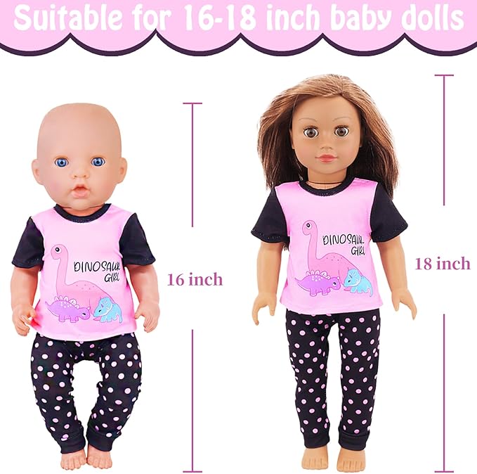 UNICORN ELEMENT 5 Set Baby Doll Clothes for 14-18 Inch Dolls，14-16 Inch Doll Accessories with Short Sleeves for New Born Baby Dolls（No Doll）