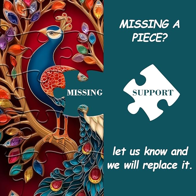 Peacock Puzzles for Adults 1000 Pieces, Tree of Life Puzzle, Colorful Gem Jewel Animal Jigsaw Puzzles, Impossible Difficult Hard Challenging Puzzles for Adults