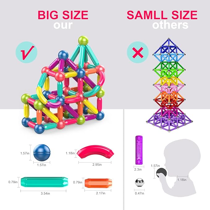 Magnetic Balls and Rods Set,Magnetic Building Blocks Montessori Magnet Toys for Toddlers Kids，Preschool Educational Learning STEM Sensory Toys Montessori Kids Christmas Gift-42Pcs Starter Set