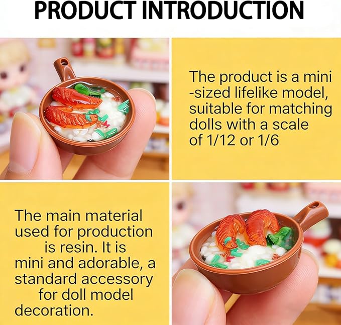 5Pcs 1:12 Scale Dollhouse Food Set, Miniature Food for Dollhouse Kitchen, Realistic Mini Food Tabletop Decor Accessories (FiveDishes)