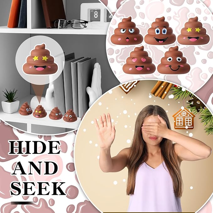 25 Pcs Mini Poop Figurines 5 Styles Tiny Poo Toys Brown Small Fake Poop Figures for Easter Egg Fillers Prank Hide Seek Goodie Bags Piñata Stuffers Party Supplies Gifts