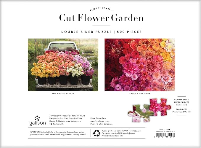 Galison, Puzzle Farms Cut Flower Garden 500 Piece