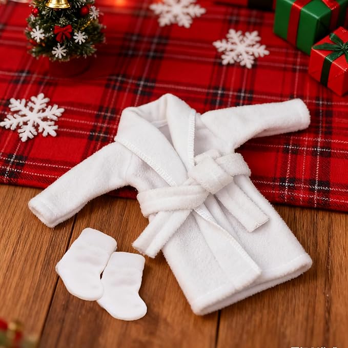 Christmas Elf Doll Accessories Kit, Over 10Pcs Holiday Elf Doll Bath Clothes Sets Include Bathrobe Socks Bathtub Towel for Christmas Decoration
