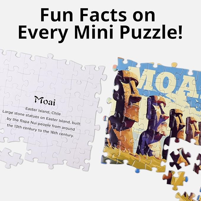 rokt&razo, World Heritage, 24 Mini Pack Jigsaw Puzzles, 1000 Pieces Daily Challenge Pack with Reference Poster, Advent Calendar, Family Game Nights, Finish Size 27.5 * 19.7 in (Index on The Back)