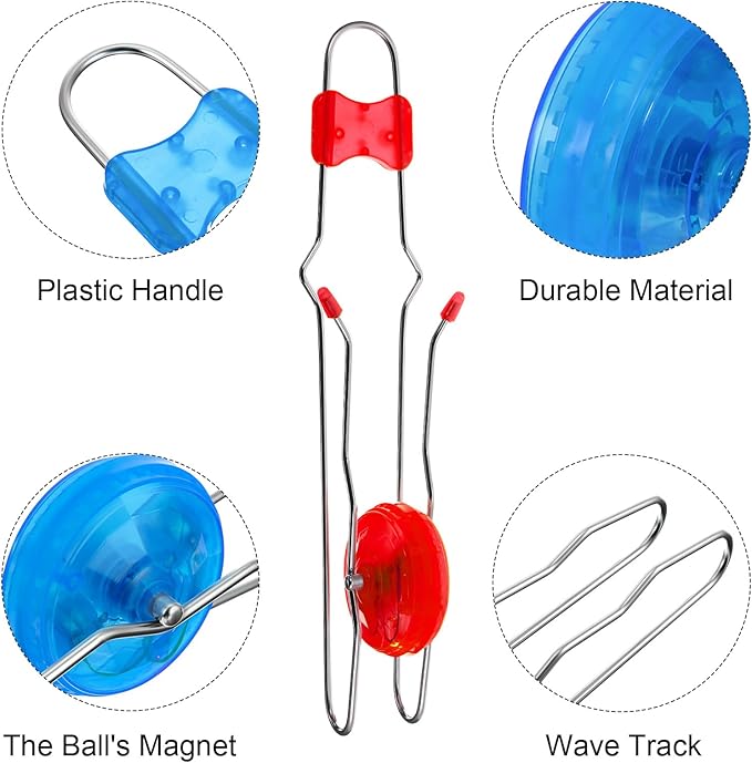 Sumind 6 Pcs Magnetic Gyro Wheels Toy Retro Light up Gyroscope Rails Twirler Easter Gyroscope Gift Kid Sensory Trick Yoyo Sensory Fidget Toys for Boy Girl(Wave Rail,Blue, Red)