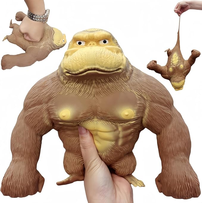 Stretchy Glue-Sand Filled Rubber Gorilla, Latex Gorilla Soft Decompression Doll Toy,Squishy Monkey Toy, Animal High-Elastic Stretchable, Decompression Toy for Adults and Children (Gorilla-XL)