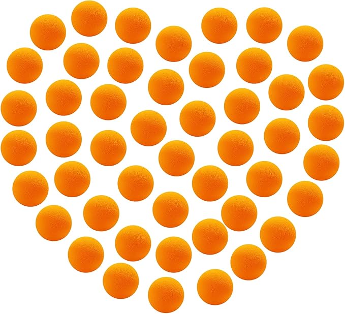 48 Pieces Power Popper Refill Balls Soft Foam Balls Approx 1.2 Inch in Diameter, Foam Balls for Popper Air Blaster Guns, Replacement Foam Bullet Ball for Shooting Game Guns, 48 PCS (Orange)