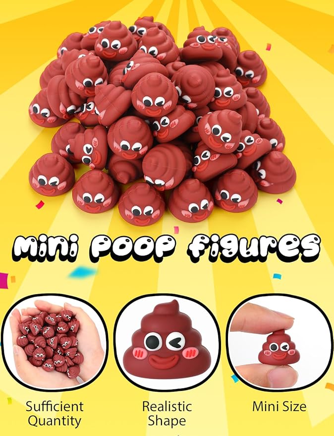 60Pcs Mini Poop Figures, Small Poop Figurines, Fake Poop Toys for Prank Hide Seek Goodie Party Supplies Gifts