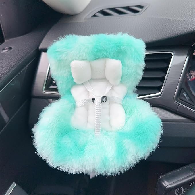 Ezcora Accessories for 10-17cm Dolls, Doll Car Seat with Clip onto Car Air Vent, Includes Seat Leg for Desktop Display (Mint Green Ombre)