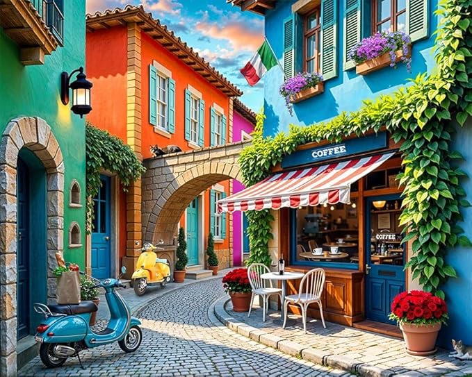 Springbok Streets of Italy 500 Piece Jigsaw Puzzle for Adults - Colorful Italian Village - Unique Cut Pieces - Made in USA