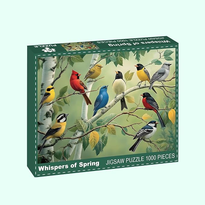 Puzzles for Adults 1000 Pieces, Bird Puzzle 1000 Pieces - Whispers of Spring, Unique Difficult Landscape Puzzle, Colorful Bird Jigsaw Puzzle, Finished Size 27.56 * 19.69", with 1:1 Poster