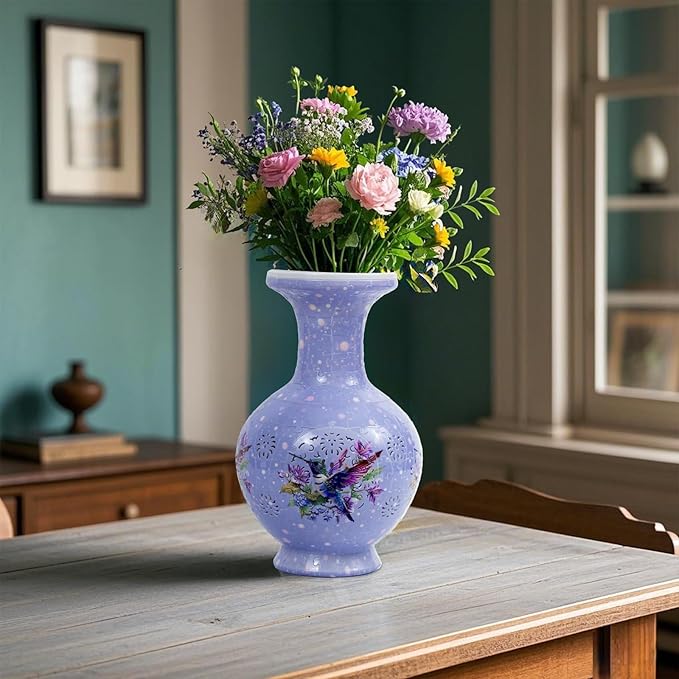 3D Puzzles Vase for Adults, 200 Pieces Plastic DIY Unique Flower Vase with LED Light House Warming Gift Birthday Gifts for Flower Arrangements and Home Decor,Crafts for Adults