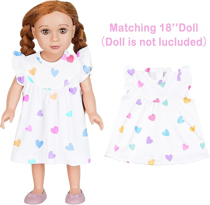 ICOSY Matching Doll & Girls Nightgowns Clothes Girls Pajamas Sleepwear Outfit for Kids and 18" Girl Doll