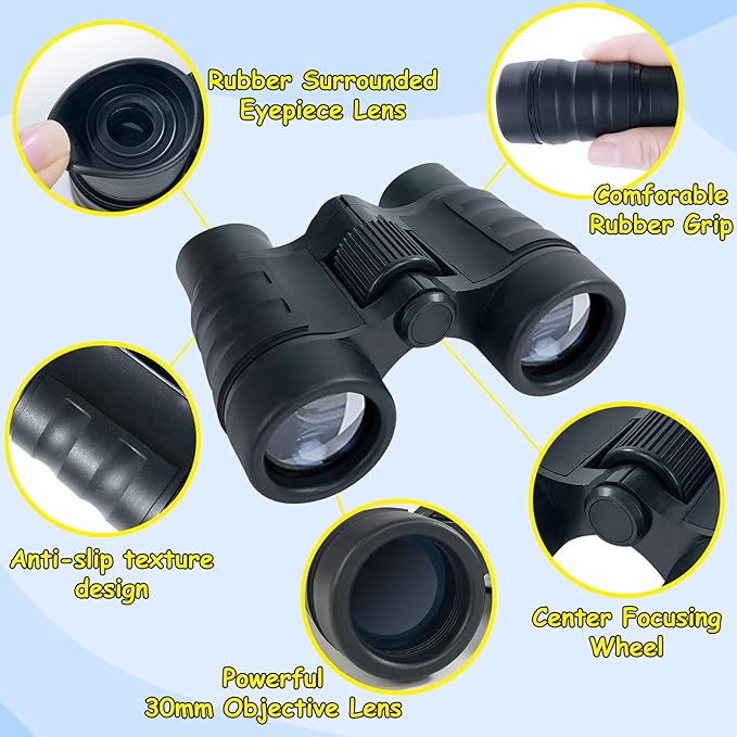 ESSENSON Binoculars for Kids Toys Gifts for Age 3-12 Years Old Boys Girls Kids Telescope Outdoor Toys for Sports and Outside Play Hiking, Bird Watching, Travel, Camping, Birthday Presents (Black)