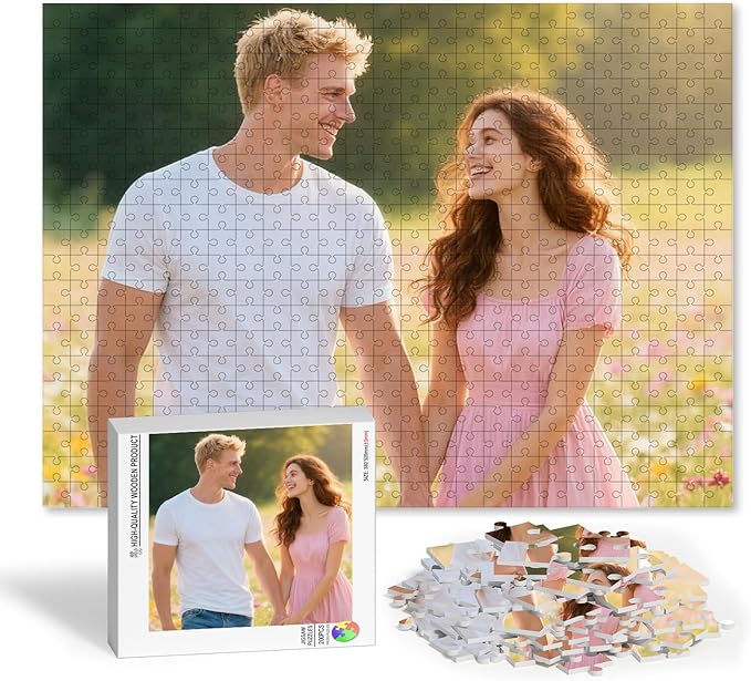 Custom Puzzle from Photos,200 PCS Personalized Jigsaw Puzzle for Adult Kids, Make Your Own Photo Puzzle from Picture, Birthday Gift for Women Men GF BF Anniversary Wedding Chrismas(200 PCS-Horizontal)