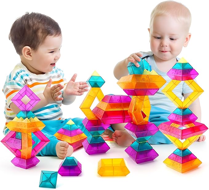 30-Piece Building Blocks Set for Kids - STEM Preschool Learning Activities Ages 3-6 Years Old, Light Table Compatible Educational Stacking Toys