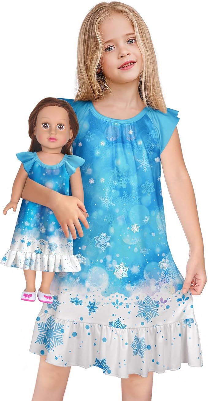 LQSZ Doll and Girl Matching Nightgown Outfit Pajamas Nightie Nightgown for Girls and Dolls Clothes