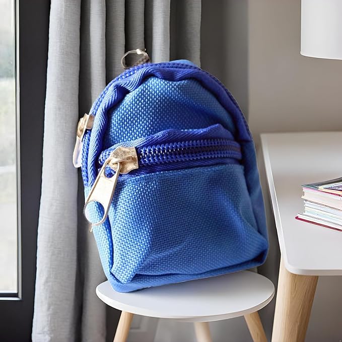Blue Mini Doll Backpack School Bag Model Dollhouse School Accessory for 1/6 Scale Décor,Simulation Mini School Bag Model,Dollhouse Accessories,Lightweight and Cute Doll Accessory