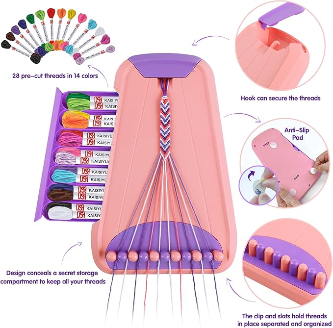 Friendship Bracelet Making Kit for Girls Ages 8-12, Kids Jewelry Making Kit with 28 Pre-Cut Threads and Letter Beads, Arts and Crafts for Kids, Birthday Easter Gifts for 6 7 8 9 10 11 12 Year Old