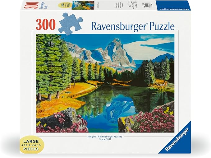 Ravensburger Rocky Mountain Reflections 300 Large Format Jigsaw Puzzle for Adults - 12000873 - Easy to See & Easy to Hold Large Pieces Fit Together Perfectly