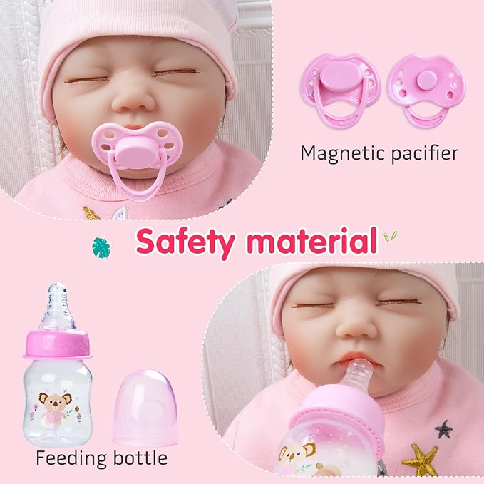 13Pcs Reborn Baby Doll Clothes 17-22 Inch Realistic Girl Doll Outfits Pink Babydoll Clothes with Backpack Fedding Baby Doll Accessories Set Pretend Playset Stuffs