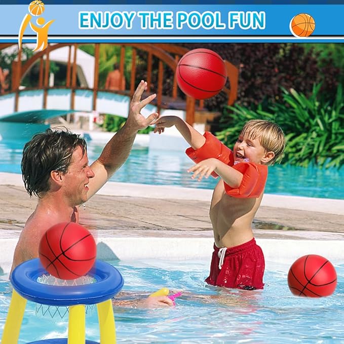 6" Mini Basketball for Mini Basketball Hoop, Small Replacement Ball Toy for Over The Door Hoop, PVC Balls for Kids Toddler, Beach Indoor Outdoor Sport Pool Game Gift Set 3 PCS (with Pump)