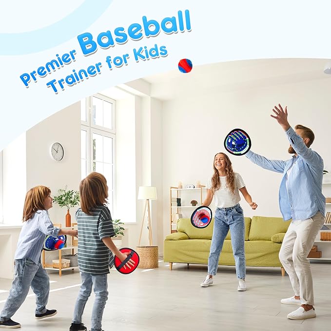 PlayZap Toss and Catch Ball Set Ultra Soft Fabric - Easter Basket Stuffers for Toddlers Kids Boys Girls 2-4 5-7 8-13+ Yrs - Baseball Glove Toy Indoor Outdoor Yard Game & Beach/Pool Toy Set 4 Pack