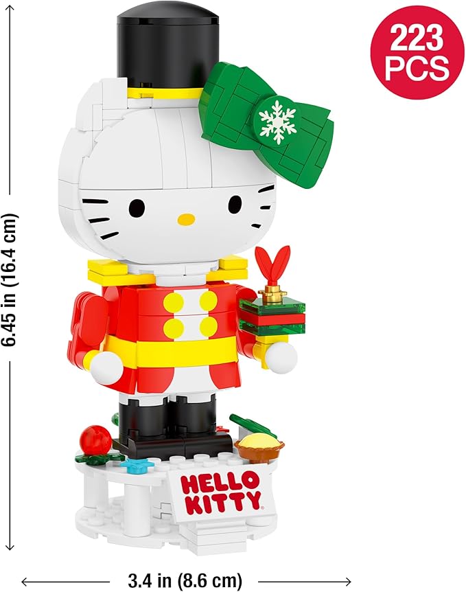 Brickcraft Hello Kitty Toy Soldier Brick Building Set Nutcracker Sanrio Holiday Christmas Block Kit & Collectible Display Figure DIY Construction Gift for Kids & Adults, Festive Décor Ages 8+ 223 pcs
