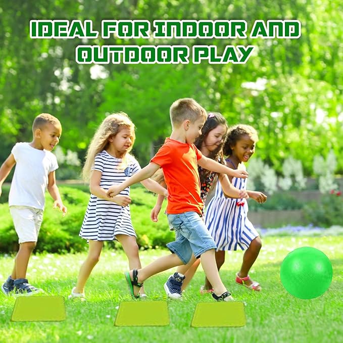 Huaerle 18 Pcs Sports Kickball Set Includes 2 Playground Ball with Air Pump 4 Rubber Throw Down Bases 10 Foul Line Cones and a Flip Scoreboard for Boys Girls Adults Playground School Backyard