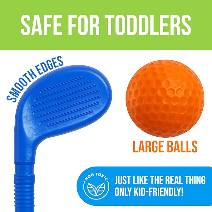 Atlasonix Toddler Golf Set - Toddler Golf Clubs | Kids Golf Clubs Includes Kid Golfer Bag, Gloves, 8 Balls and 3 Sticks - Sports and Outdoor Play Toys, Outdoor Toys, Kids Outdoor Play Equipment