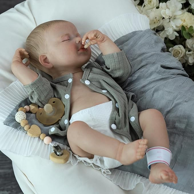 SCOM 20-Inch Realistic Reborn Baby Girl Doll, Soft Full Vinyl Body, Bathable & Poseable, Weighted Feel, Hand-Painted Details with Gift Box & Accessories, Ages 3+