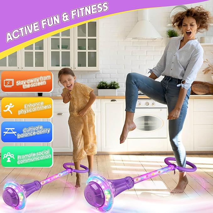 Dolanus Skip Toys for 5-12 Year Old Kids, Girls Birthday Gifts for Age 5 6 7 8 9 10 11 12, Outdoor Outside Sports Games, Girls Toys Age 6-8 8-13, Portable Colorful Flash Wheel Swing Ball (Purple)